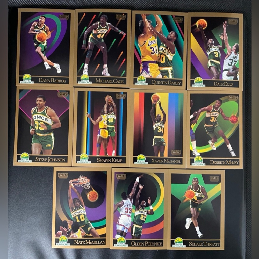 11 Seattle SuperSonics 1990-91 SkyBox Basketball Cards Inaugural Edition Lot